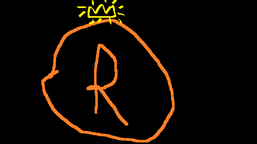R circled with crown